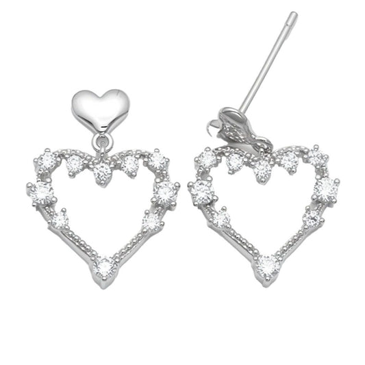 Ohrhänger mit Herzen aus 925er Sterlingsilber und Zirkonia