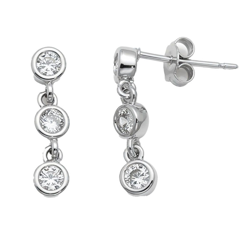 925er Sterlingsilber Zirkonia Dreifach-Hängeohrringe