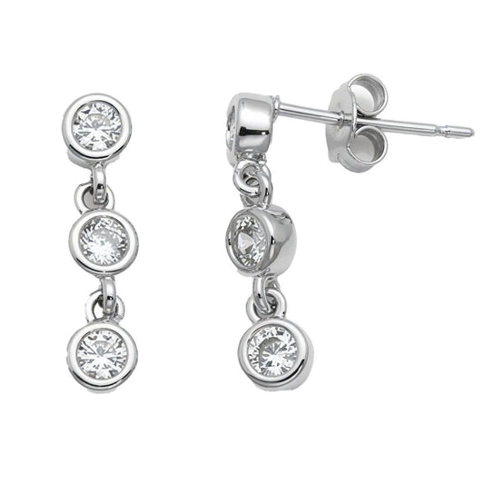 925er Sterlingsilber Zirkonia Dreifach-Hängeohrringe