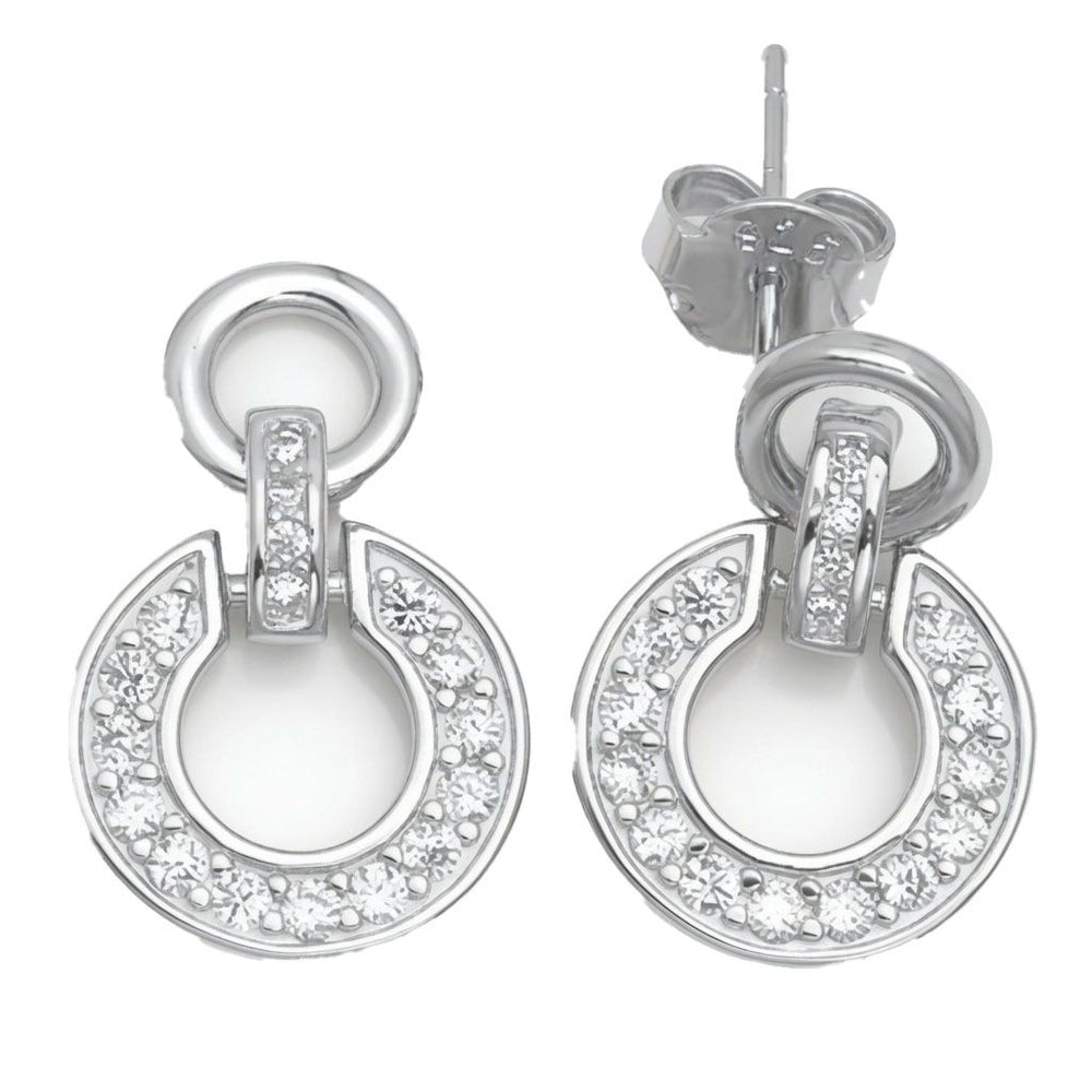 Ohrhänger Hufeisen mit Zirkonia aus 925er Sterlingsilber