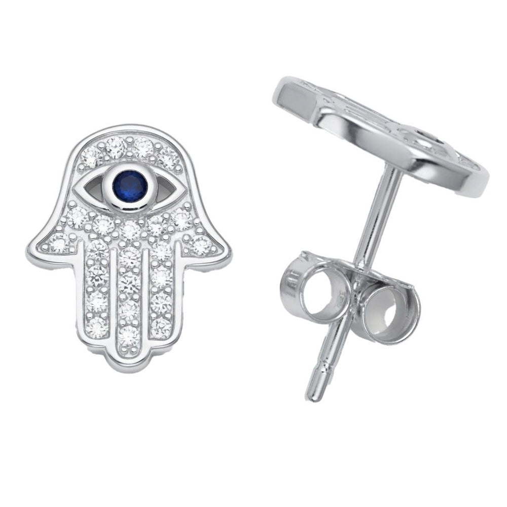 Ohrstecker mit Zirkonia und Hamsa-Hand aus 925er Sterlingsilber