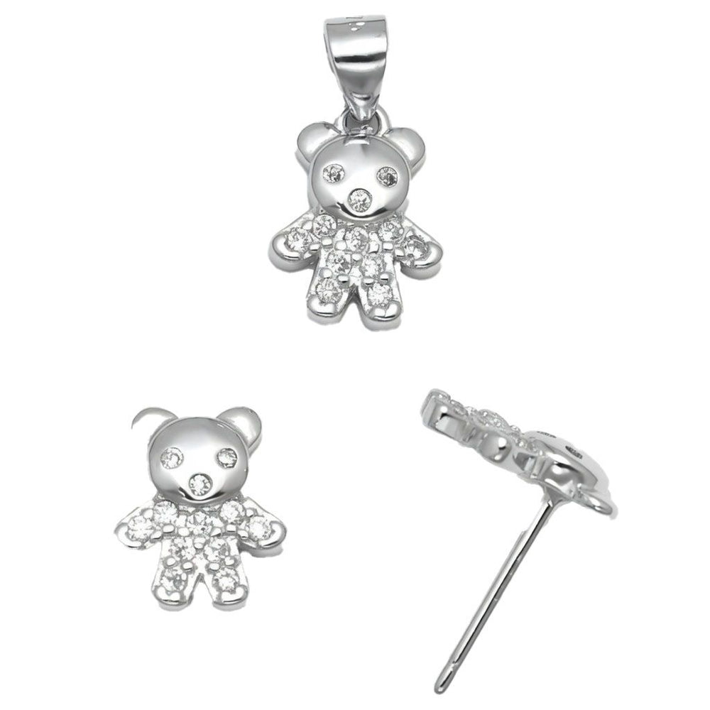 925er Sterlingsilber Zirkonia Teddybär-Ohrstecker