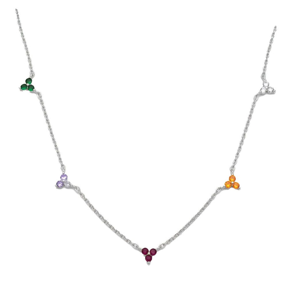 Collana da donna con quadrifoglio multicolore in argento sterling 925