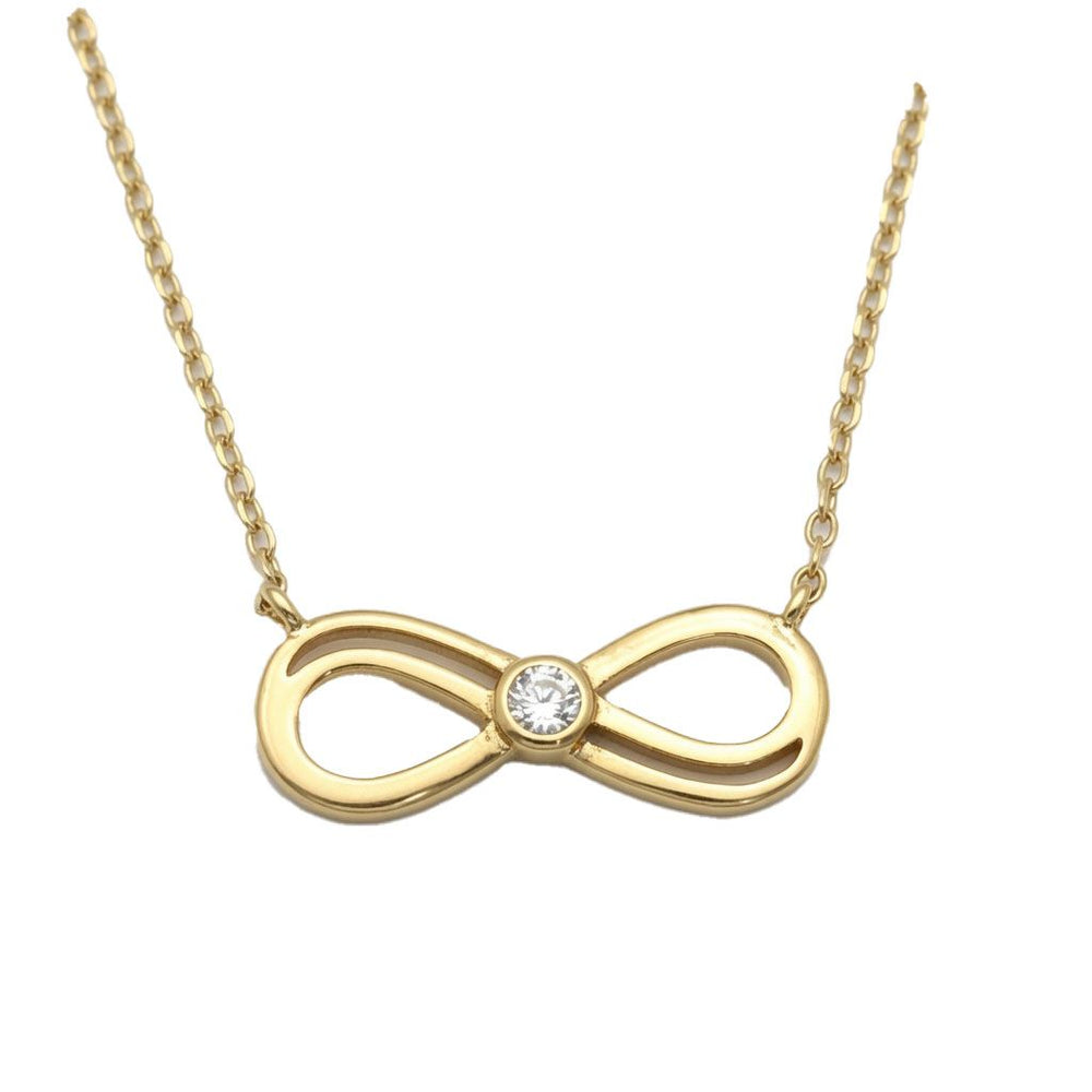 925 Sterling Silver 14K Gold Plated Cubic Zirconia Infinity Necklace