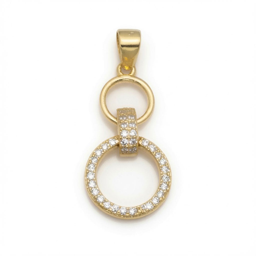 925 Sterling Silber 14K vergoldet Zirkonia Glieder-Kreis-Anhänger