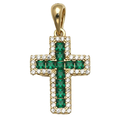 Ciondolo a croce in argento sterling 925 con zirconi cubici blu