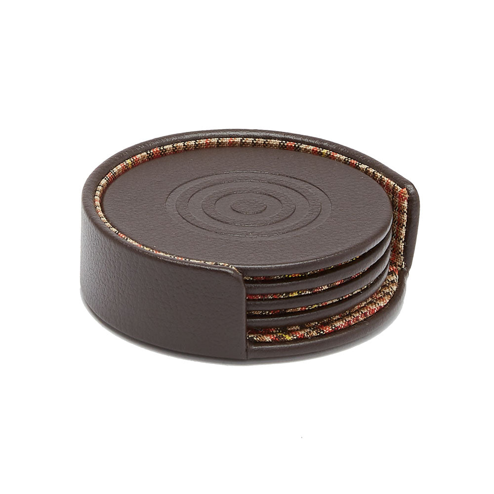 WM Brown Set of 4 Coasters with Case 800687