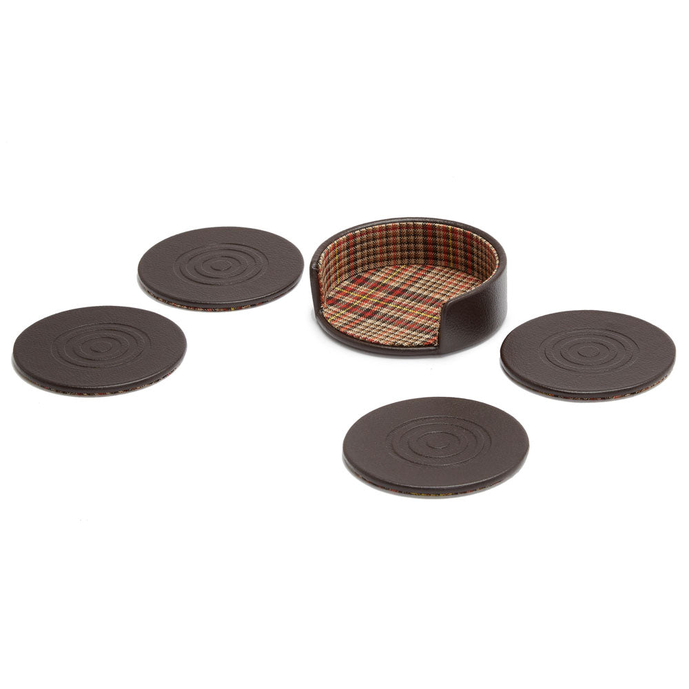 WM Brown Set of 4 Coasters with Case 800687