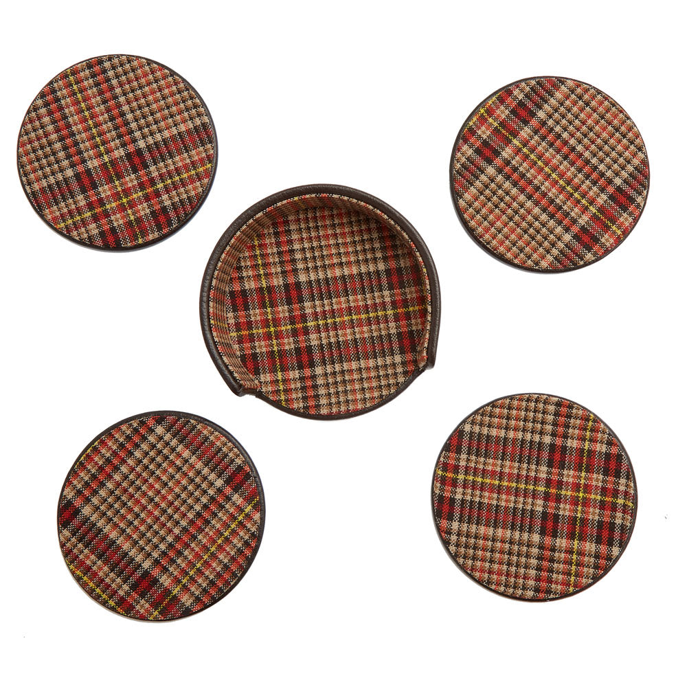 WM Brown Set of 4 Coasters with Case 800687