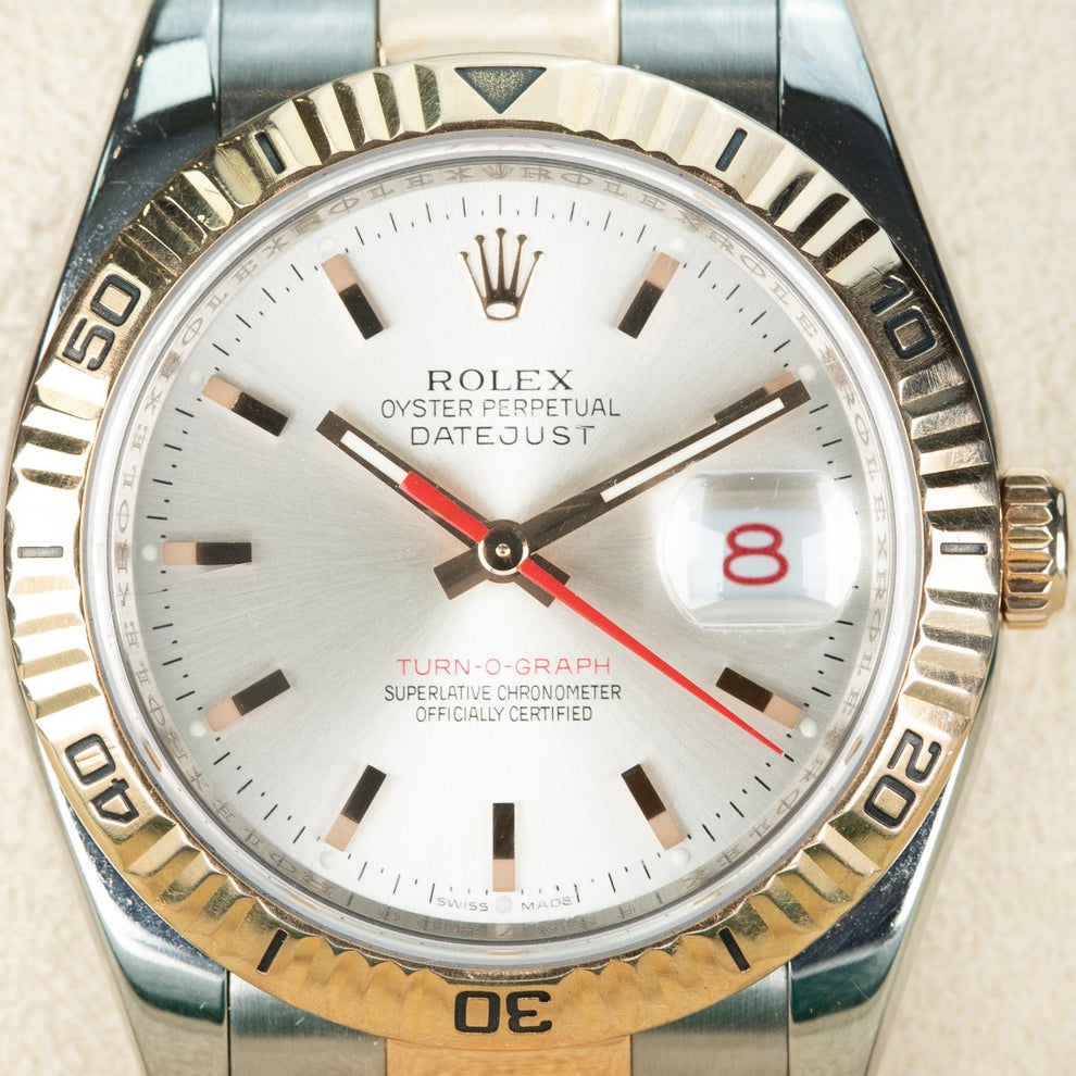 Rolex Datejust 36 116261 Oyster Bracelet White Dial Rose Gold 2005 Pristine Condition Thurn-o-graph 36mm Mechanical Watch - product image from Imp...