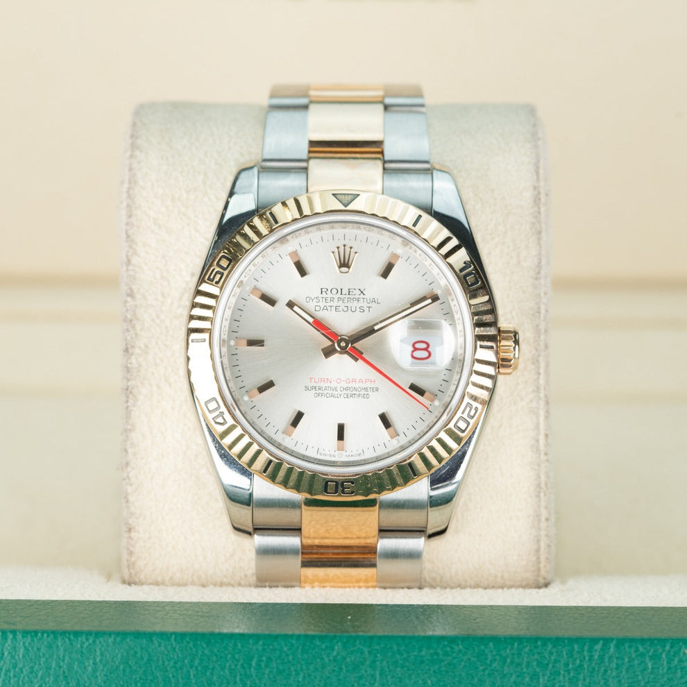 Rolex Datejust 36 116261 Oyster Bracelet White Dial Rose Gold 2005 Pristine Condition Thurn-o-graph 36mm Mechanical Watch - product image from Imp...