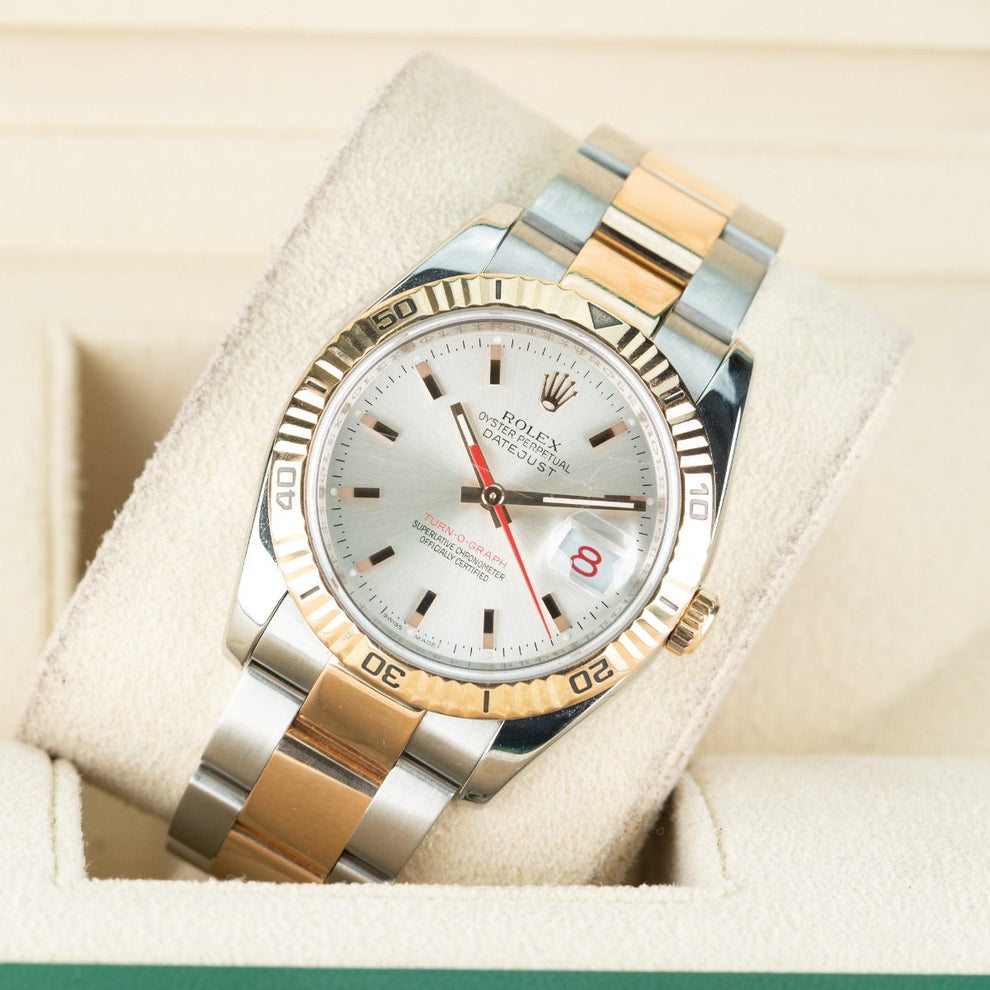 Rolex Datejust 36 116261 Oyster Bracelet White Dial Rose Gold 2005 Pristine Condition Thurn-o-graph 36mm Mechanical Watch - product image from Imp...