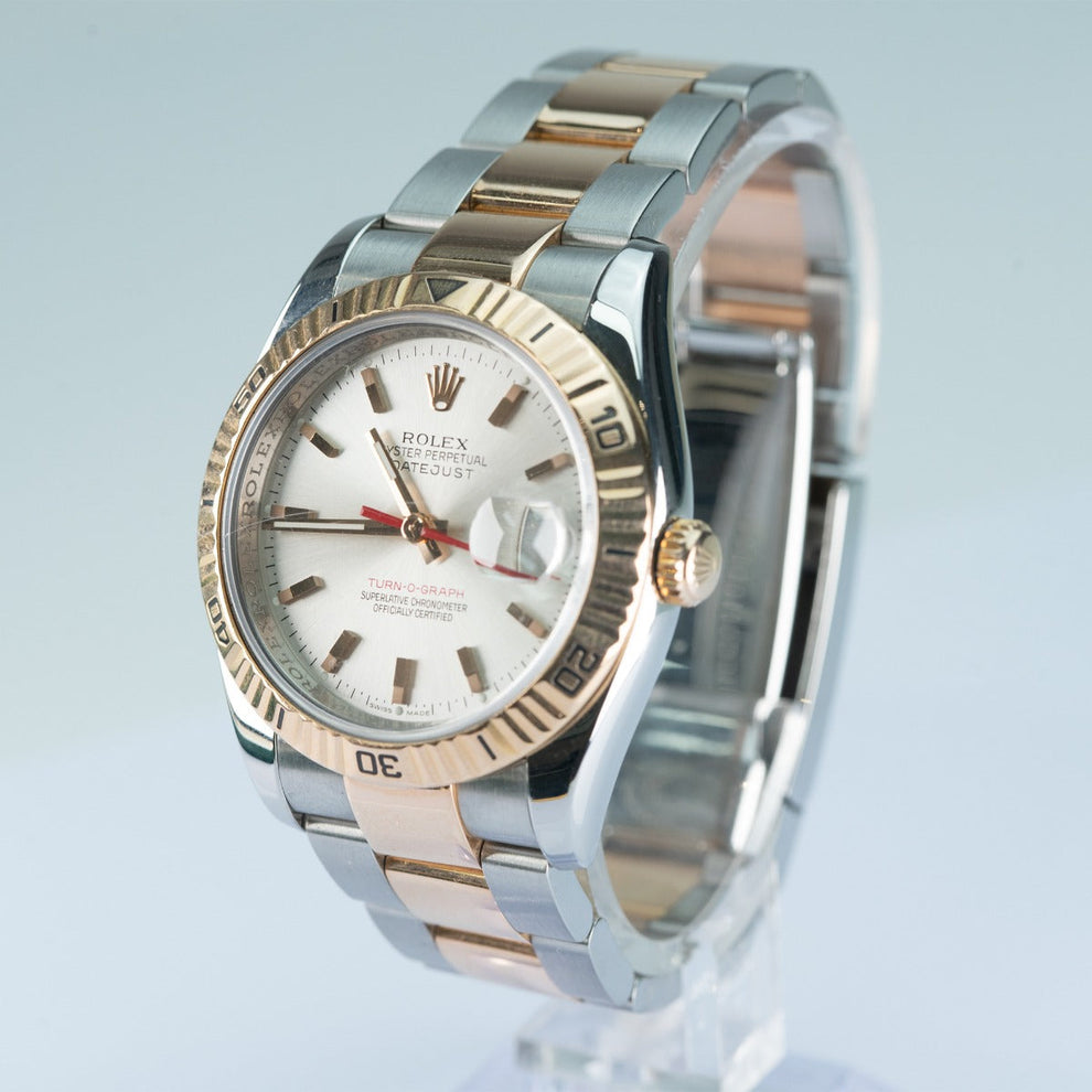 Rolex Datejust 36 116261 Oyster Bracelet White Dial Rose Gold 2005 Pristine Condition Thurn-o-graph 36mm Mechanical Watch - product image from Imp...
