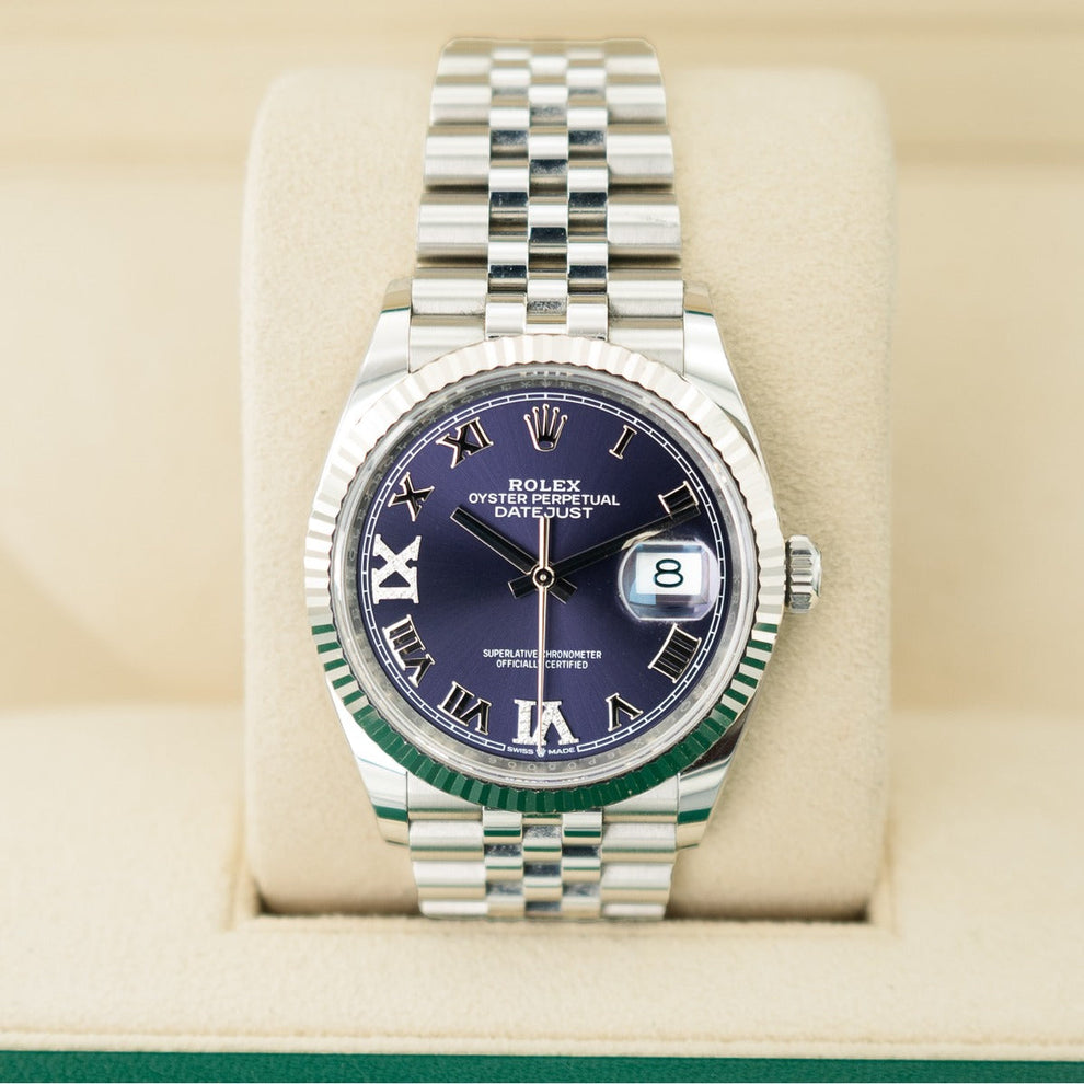Rolex Datejust 36 126234 Jubilee Bracelet Aubergine Dial Stainless Steel Unworn Condition Fluted Bezel 36mm Mechanical Watch - product image from Imperi...