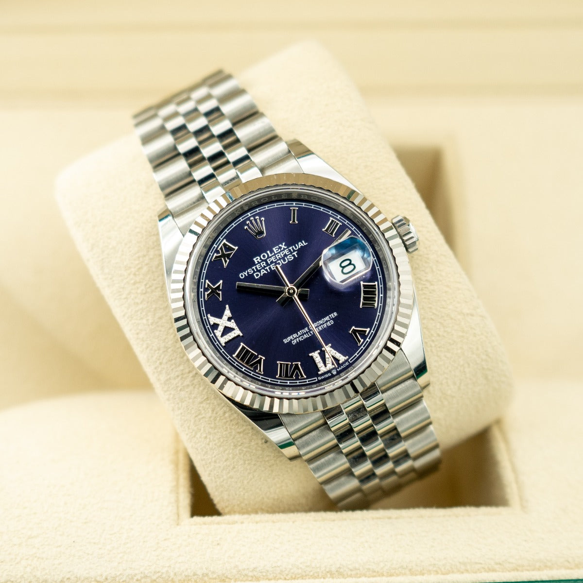 Rolex Datejust 36 126234 Diamond-Set Aubergine Dial Jubilee Bracelet