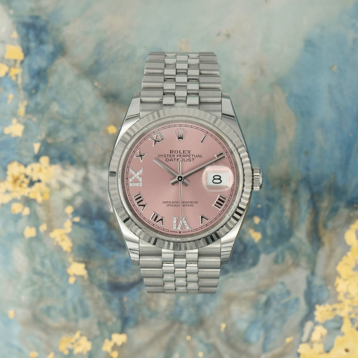 Rolex Datejust 36 126234 Pink Roman & Diamond Dial White Gold/Steel 2020