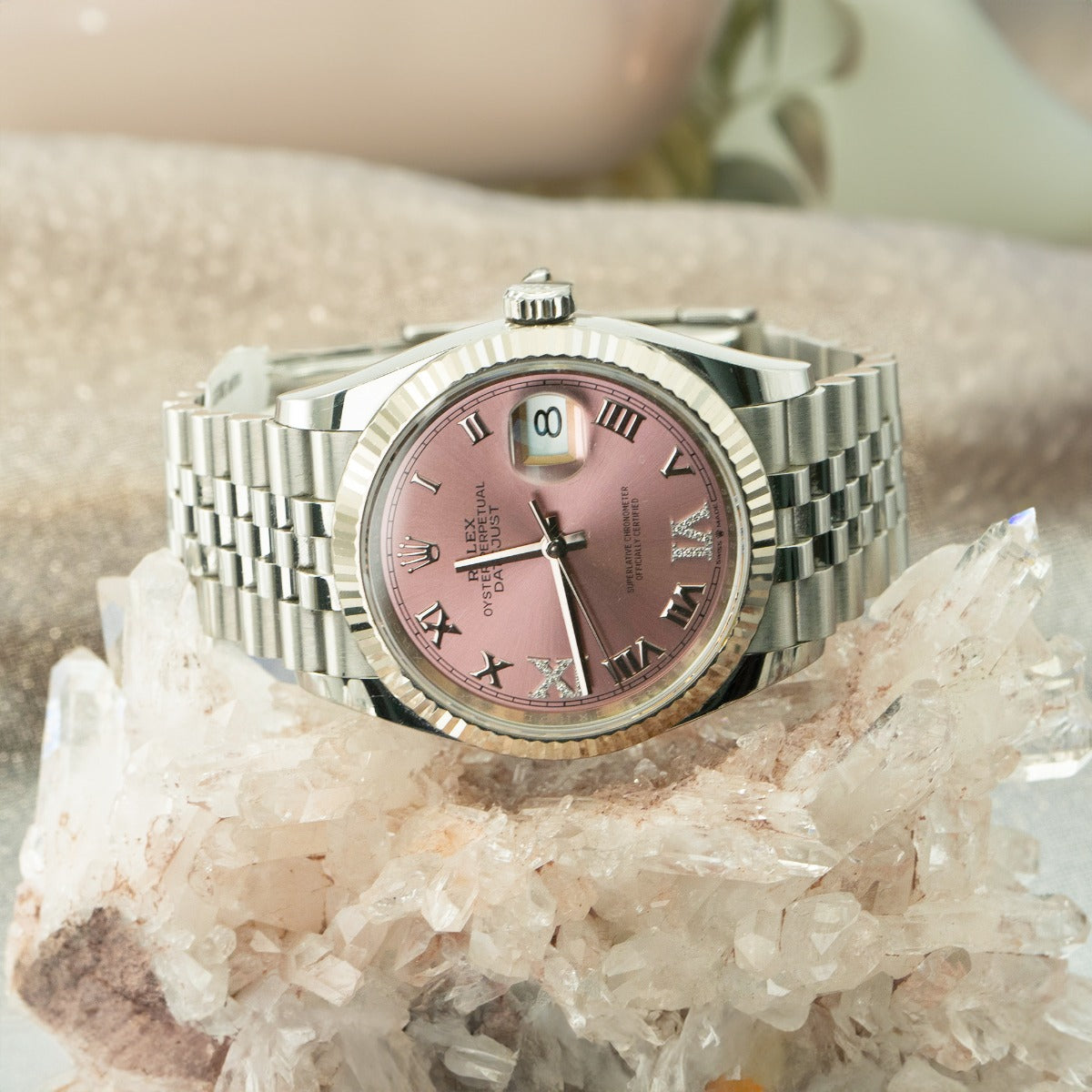 Rolex Datejust 36 126234 Pink Roman & Diamond Dial White Gold/Steel 2020