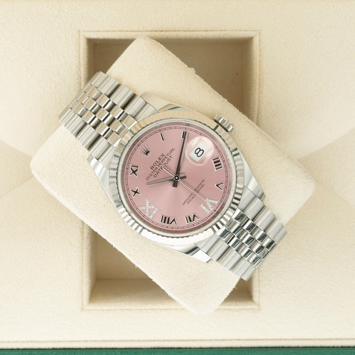 Rolex Datejust 36 126234 Pink Roman & Diamond Dial White Gold/Steel 2020