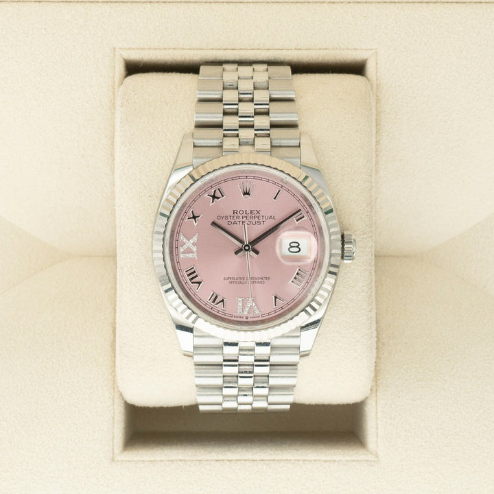 Rolex Datejust 36 126234 Jubilee Bracelet Pink Dial Stainless Steel 2020 Immaculate Condition Fluted Bezel 36mm Mechanical Watch - product image from Im...
