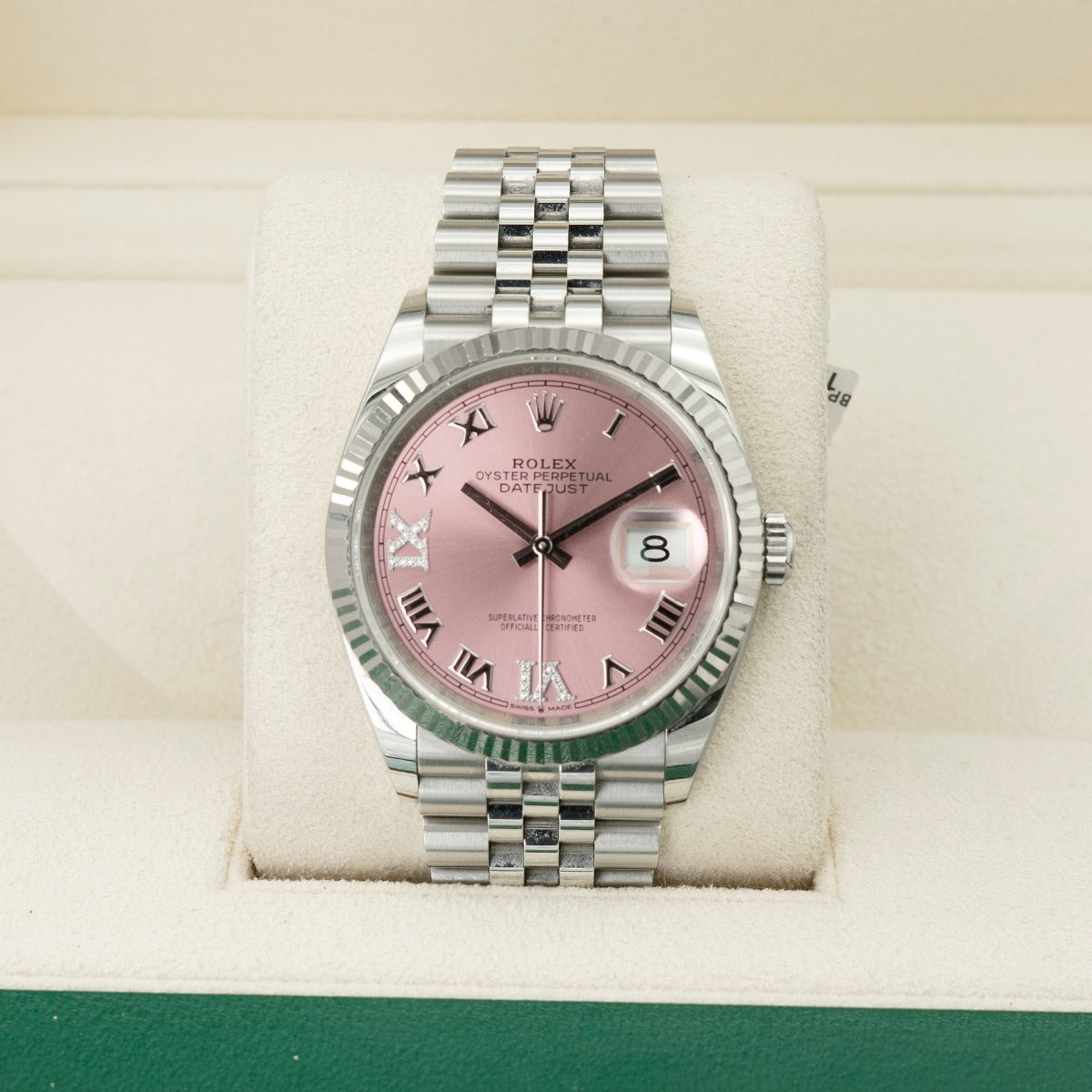 Rolex Datejust 36 126234 Pink Roman & Diamond Dial White Gold/Steel 2020
