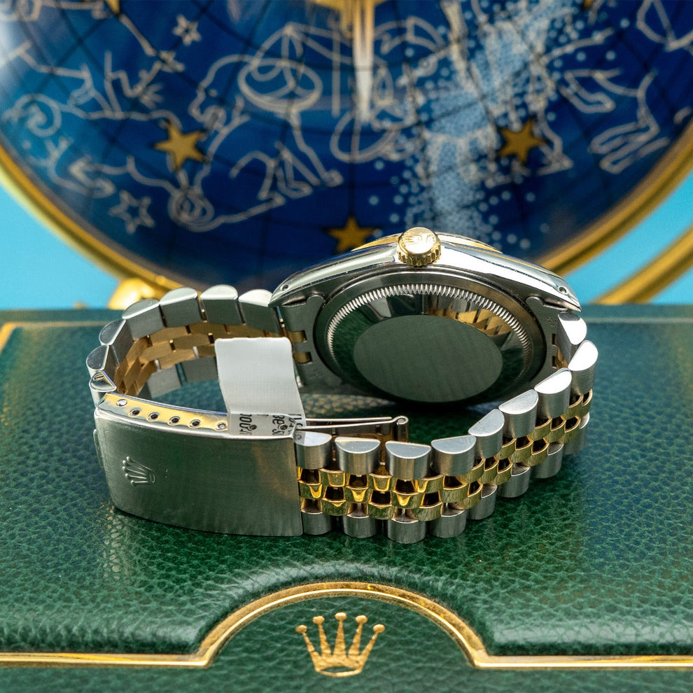 Rolex Datejust 36 16233 Jubilee Bracelet Blue Dial Yellow Gold Pristine Condition Fluted Bezel 36mm Mechanical Watch - product image from Imperial Time ...