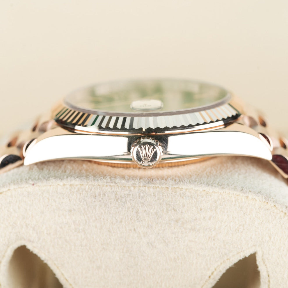 Rolex Day Date 228235 President Bracelet Green Dial Rose Gold 2024 Unworn Condition Fluted Bezel 40 Mm Mechanical Watch - product image from Imperial Tim...
