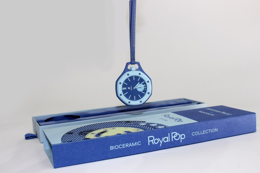 Swatch x AP Royal Pop LÀN BA blue calfskin lanyard