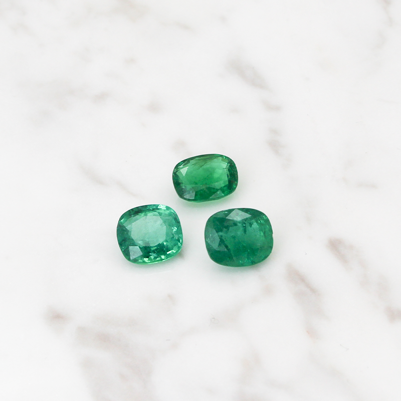 3 Emerald Stone Set 7CT (2.3 CT Per Stone) - Cushion Cut