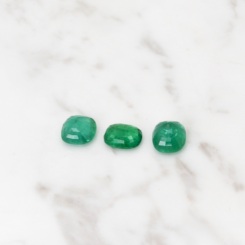 3 Emerald Stone Set 7CT (2.3 CT Per Stone) - Cushion Cut