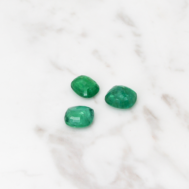 3 Emerald Stone Set 7CT (2.3 CT Per Stone) - Cushion Cut