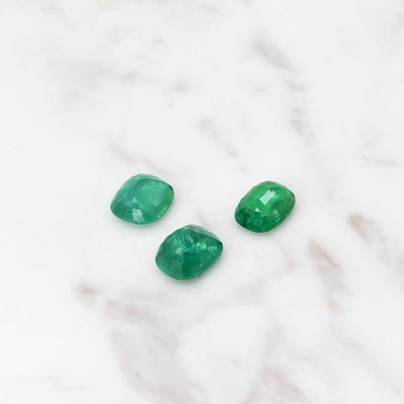 3 Emerald Stone Set 7CT (2.3 CT Per Stone) - Cushion Cut