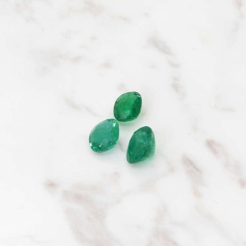 3 Emerald Stone Set 7CT (2.3 CT Per Stone) - Cushion Cut