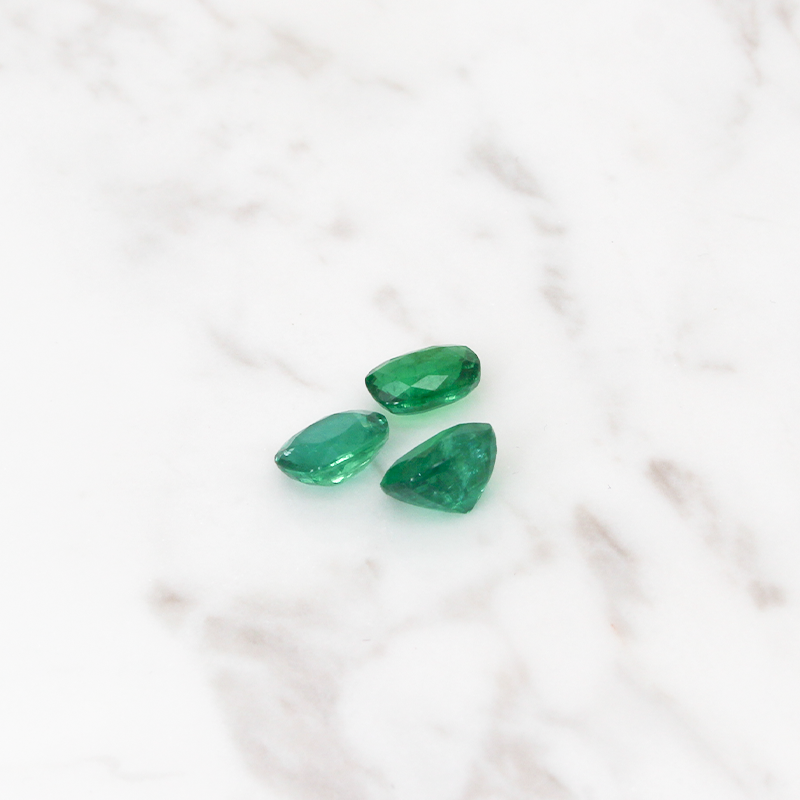 3 Emerald Stone Set 7CT (2.3 CT Per Stone) - Cushion Cut