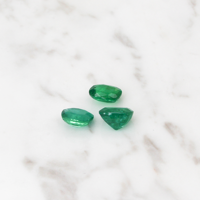 3 Emerald Stone Set 7CT (2.3 CT Per Stone) - Cushion Cut