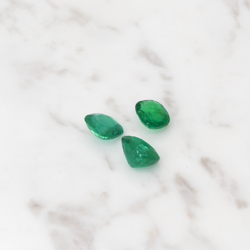 3 Emerald Stone Set 7CT (2.3 CT Per Stone) - Cushion Cut