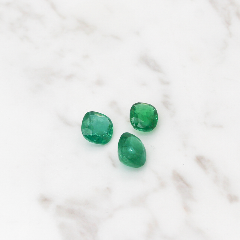 3 Emerald Stone Set 7CT (2.3 CT Per Stone) - Cushion Cut