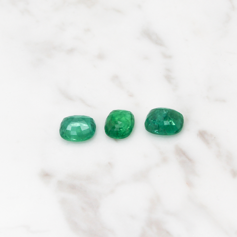 3 Emerald Stone Set 7CT (2.3 CT Per Stone) - Cushion Cut