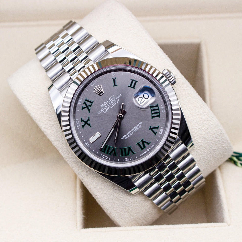 Rolex Datejust 41 126334 Wimbledon Jubilee Bracelet Rhodium Dial Stainless Steel 2024 Unworn Condition Fluted Bezel 41 Mm Mechanical - product image from...