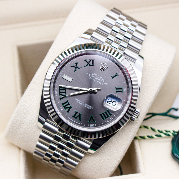 Rolex Datejust 41 126334 Wimbledon Jubilee Bracelet Rhodium Dial Stainless Steel 2024 Unworn Condition Fluted Bezel 41 Mm Mechanical - product image from...