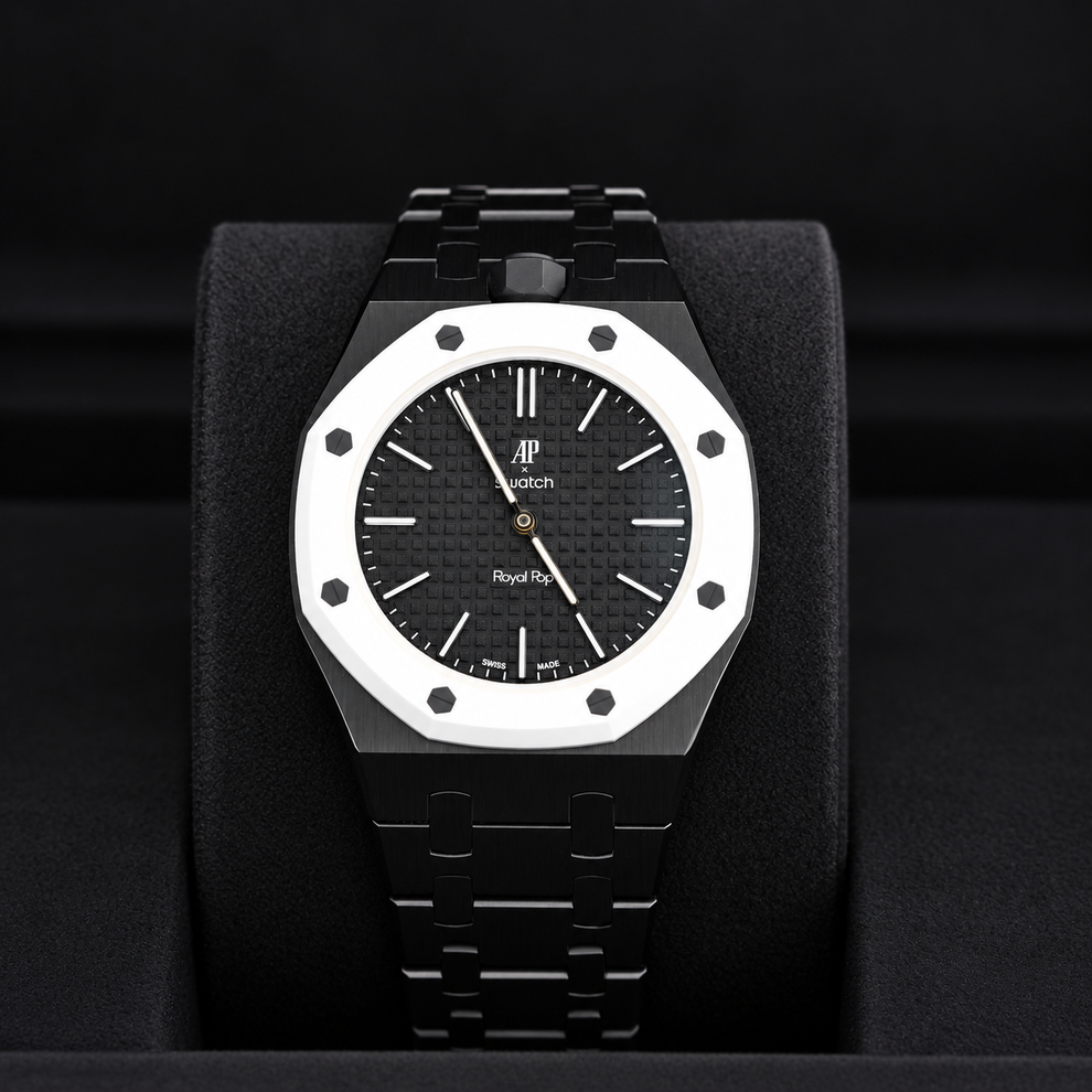 OCHO NEGRO SSX03W101N black tapisserie-effect dial with black metal bracelet