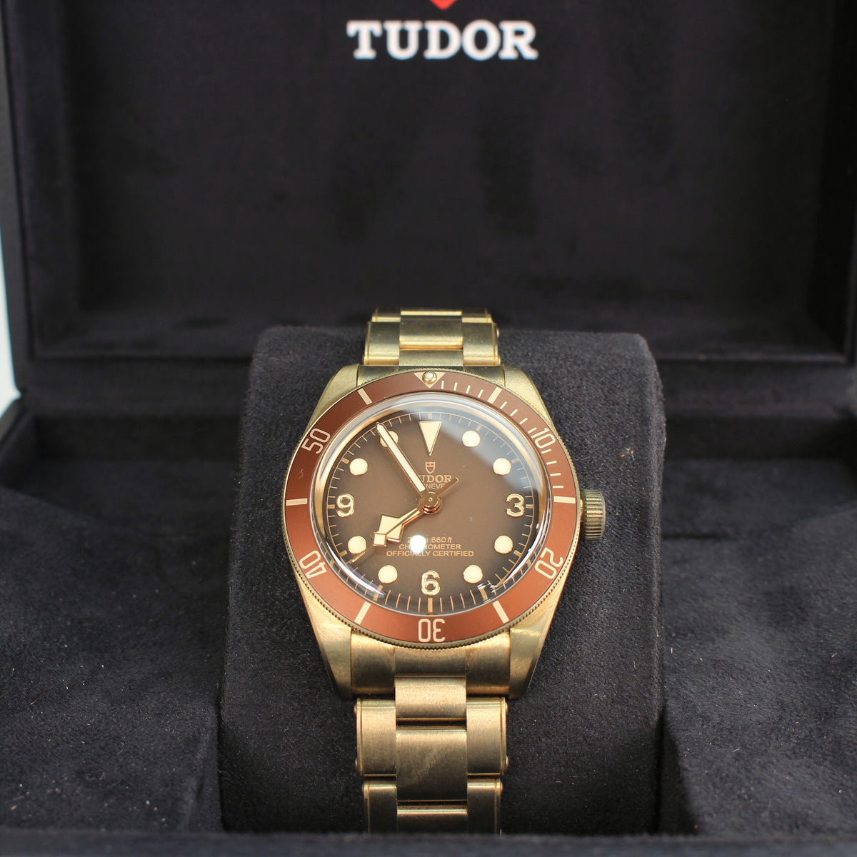 Tudor Black Bay Fifty-Eight Bronze 79012M straight-on dial view