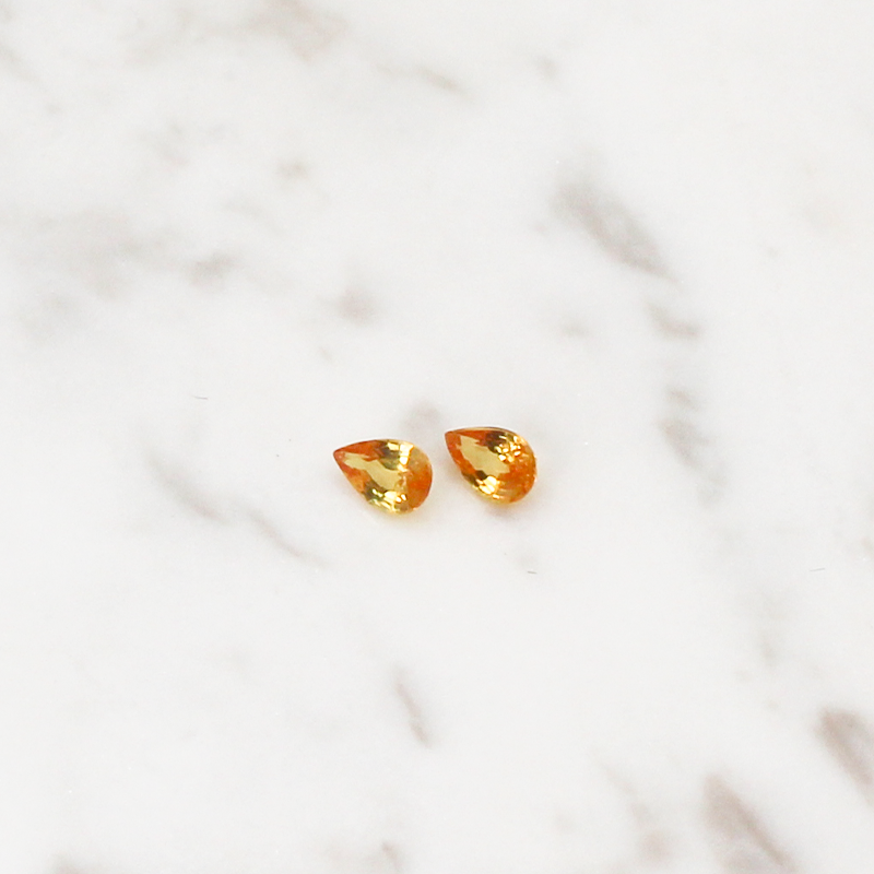 Yellow Sapphire - 1CT (0.5CT Per Stone) - Pear Cut