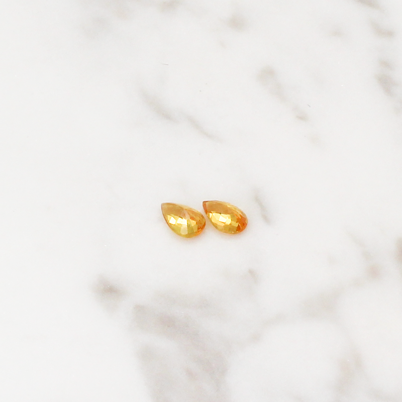 Yellow Sapphire - 1CT (0.5CT Per Stone) - Pear Cut