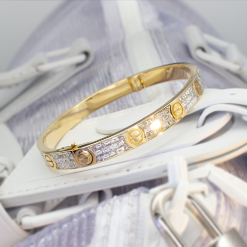 Nail Bracelet Diamond Baguette 14K Yellow Gold Imperial Time UK Ltd