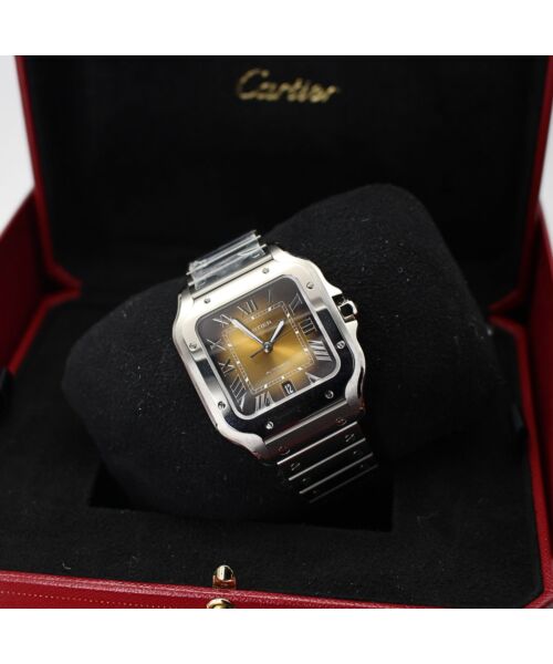 Cartier Santos WSSA0065 Large Brown Dial 2024 Interchangeable Leather Strap