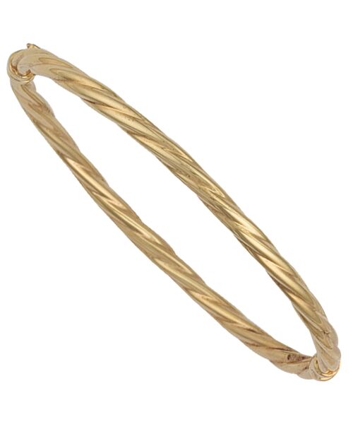 Yellow Gold Twisted Hollow Bangle BN0110