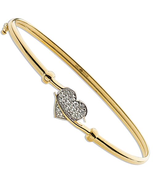 Yellow Gold Cubic Zirconia Heart Bangle BN0389