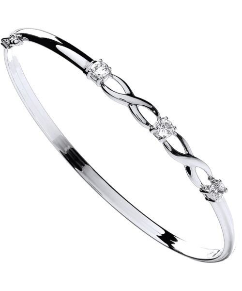 White Gold Cubic Zirconia Bangle BN0409
