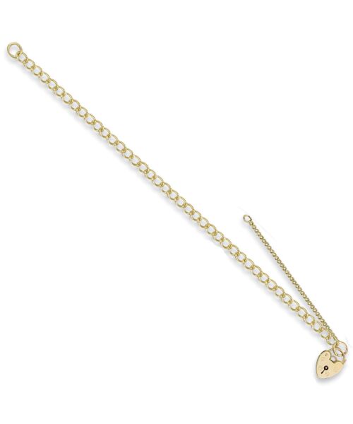 Yellow Gold Open Curb & Padlock Charm Baby/Ladies Bracelet