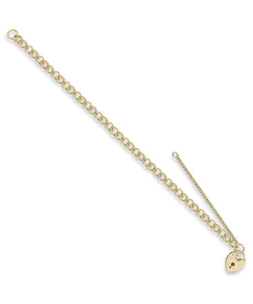Yellow Gold Open Curb & Padlock Charm Bracelet